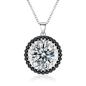 Silver and Black Zircon Pendant Necklace